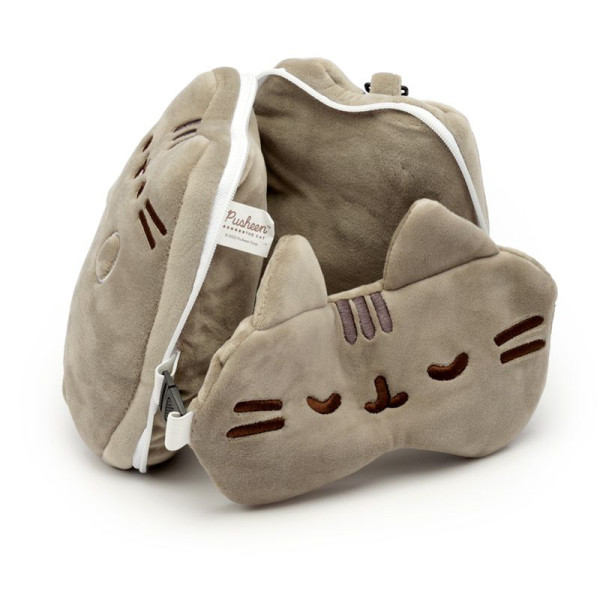 Coussin de voyage - Avion, voiture, train - Coussin - Masque yeux - Chat