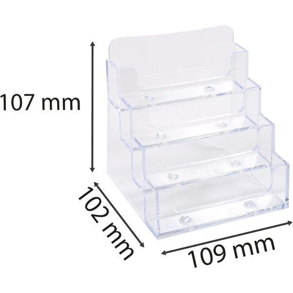 Distributeur de cartes de visite - 4 compartiments - Plastique - 200 cartes