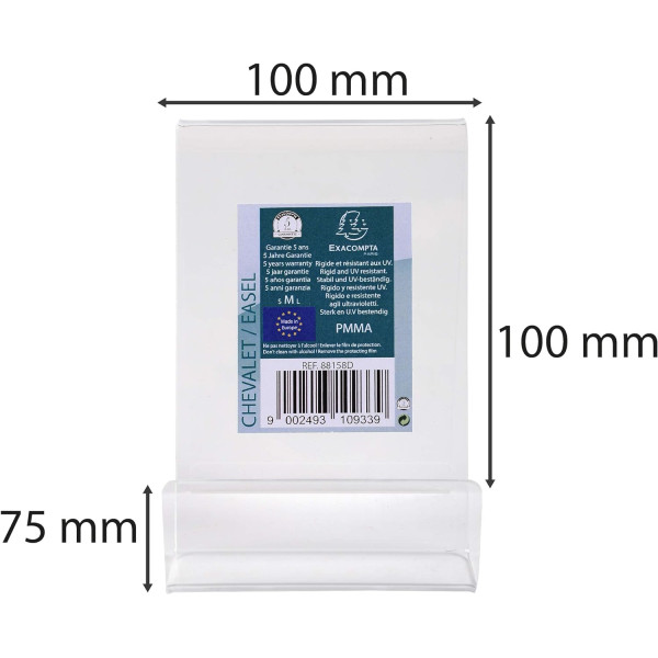 Mini chevalet - Pour document - 100x100x75mm - Plastique - Transparent - A poser