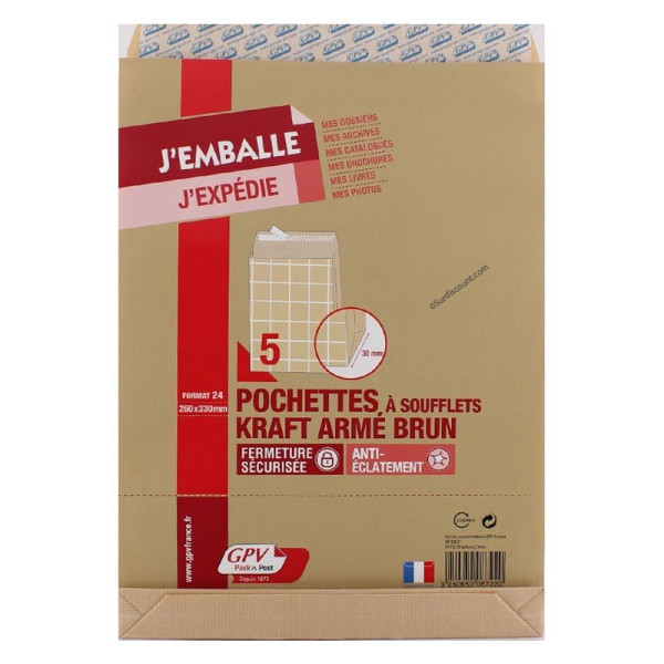 photo-Pochettes A Soufflets Kraft Arme 120G 260X330 Gpv 6722