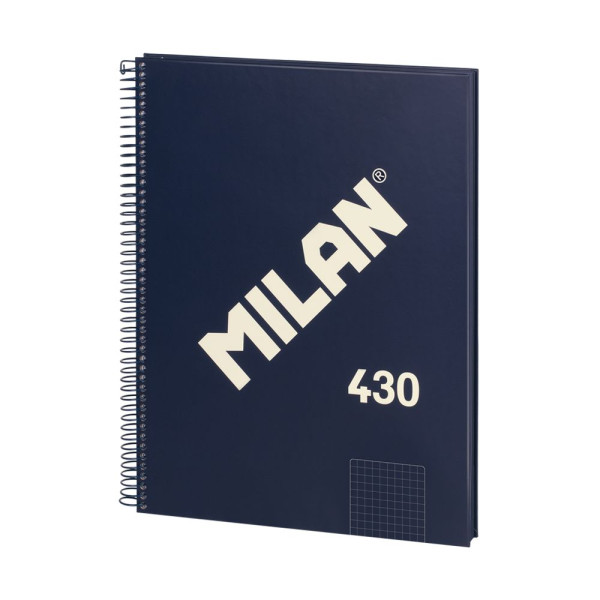 photo-Cahier - A4 - Spirales - Petits carreaux - 80 feuilles - Couverture rigide - Bleu