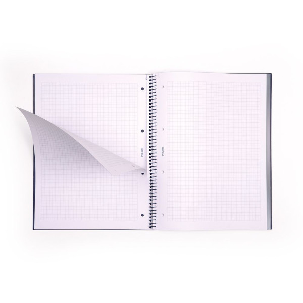 Cahier - A4 - Spirales - Petits carreaux - 80 feuilles - Couverture rigide - Vert