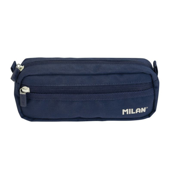 photo-Trousse - Scolaire - Bleu - Rectangulaire - 2 fermetures éclair - Milan