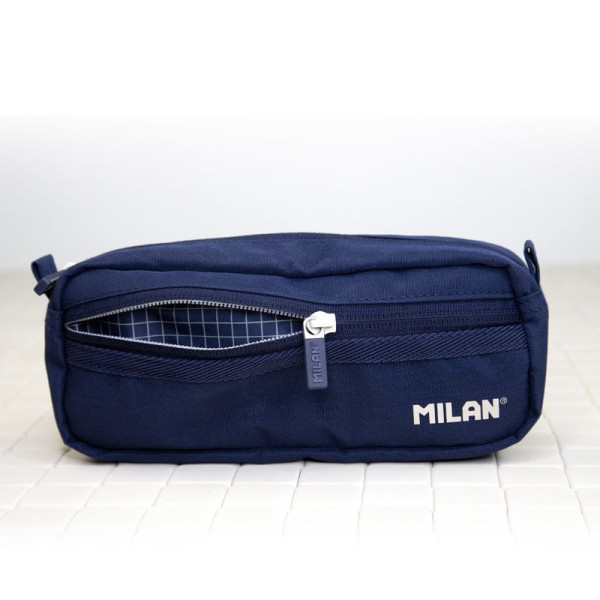 Trousse - Scolaire - Bleu - Rectangulaire - 2 fermetures éclair - Milan