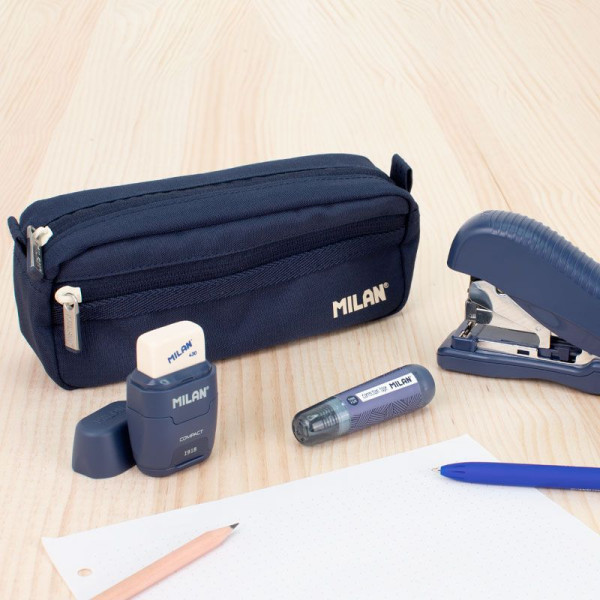 Trousse - Scolaire - Bleu - Rectangulaire - 2 fermetures éclair - Milan