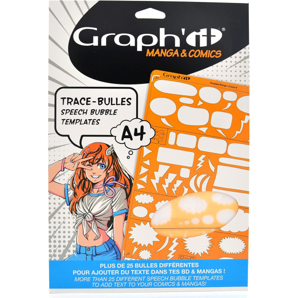 photo - Gabarit trace-bulles - A4 - 25 formes - BD - Manga - Comics - Modèle A - GRAPH'IT