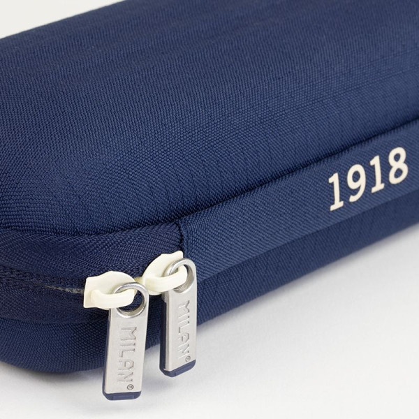 Trousse - Scolaire - Bleu marine - Ovale - Rigide - Résistante - 20x9x6,7cm