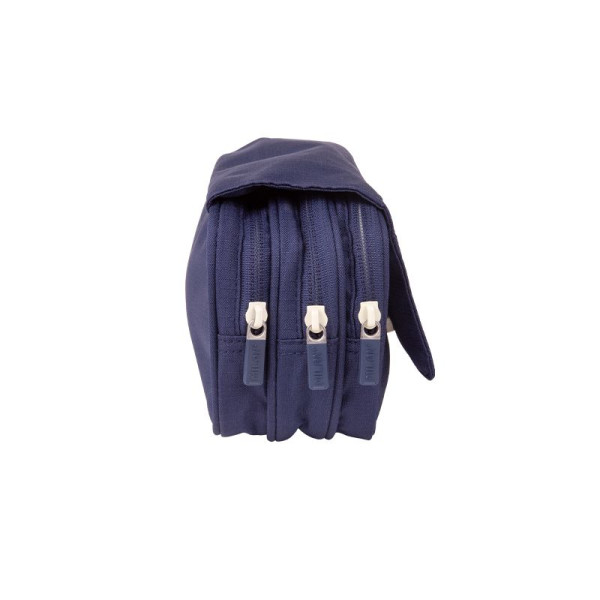Trousse - Scolaire - Bleu marine - 4 compartiments - Grand format - Fermetures éclair