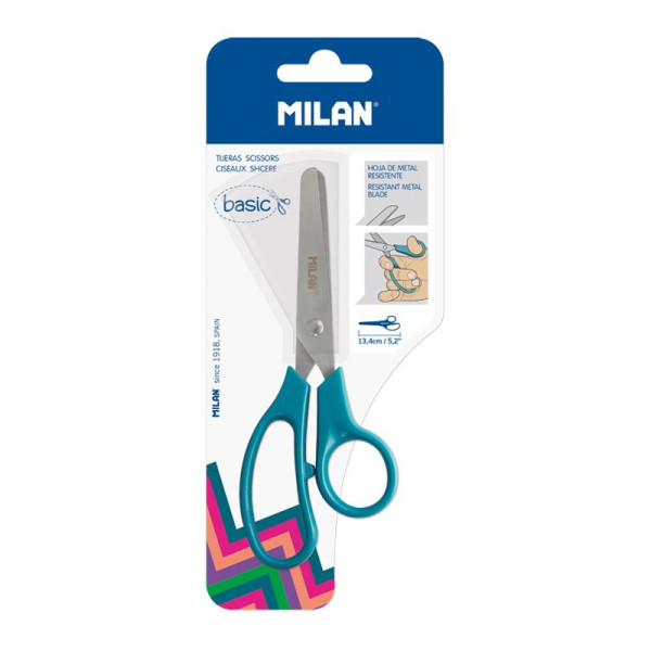 photo-Ciseaux - Scolaire - Lame acier inox - 13cm - Bouts arrondis - Manche plastique
