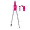 Compas - Scolaire - Mine intégrée - Universel - Adaptateur crayon - Rose