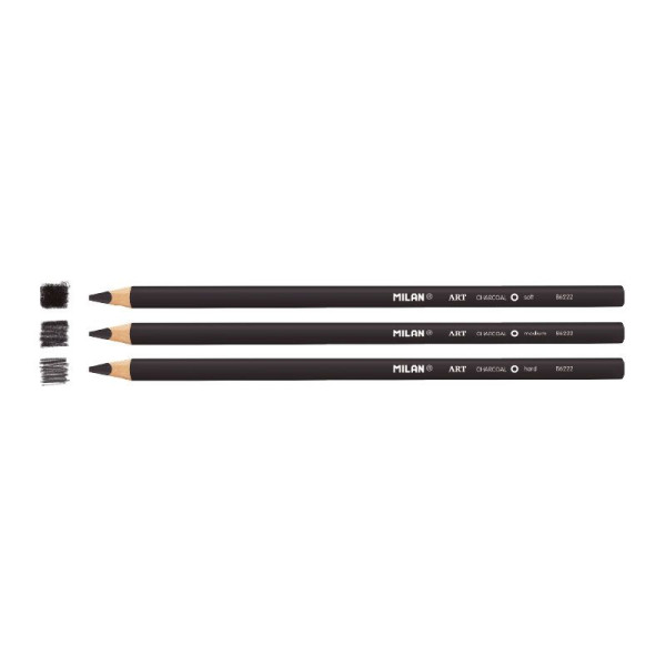 Crayons - Fusain - Dessin - Beaux-arts - Doux, moyen et dure - 3 crayons