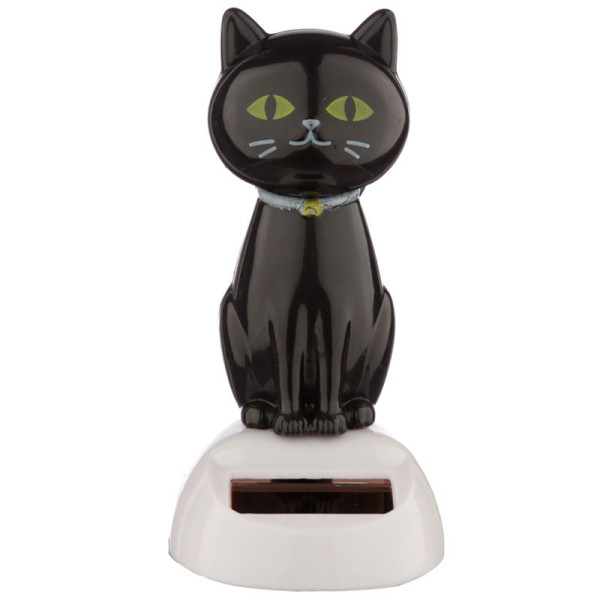 photo-Figurine - Chat noir - Porte bonheur - Décoration - Fonctionne à l'énergie solaire