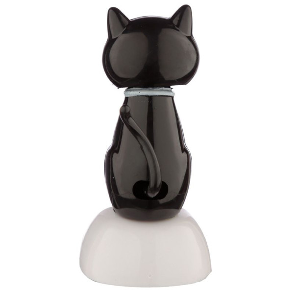 Figurine - Chat noir - Porte bonheur - Décoration - Fonctionne à l'énergie solaire