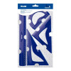 Set de traçage - Géométrie - Règle, équerres et rapporteur - Plastique - Bleu - 4 pièces
