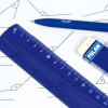 Set de traçage - Géométrie - Règle, équerres et rapporteur - Plastique - Bleu - 4 pièces