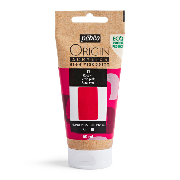photo-Peinture acrylique - Rose vif -11 - Haute viscosité - Pébéo - Origin acrylics - 60ml