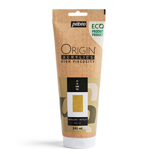 photo-Peinture acrylique - Or - 41 - Haute viscosité - Pébéo - Origin acrylics - 240ml