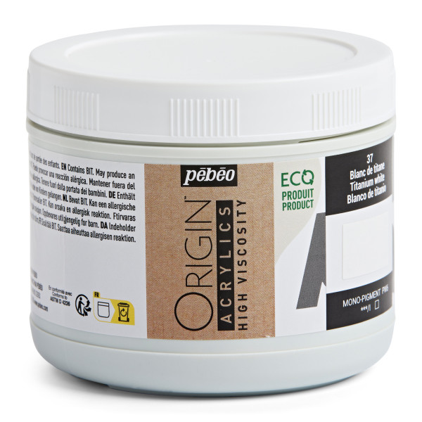 Peinture acrylique - Blanc de titane - 37 - Haute viscosité - Pébéo - Origin acrylics - 480ml
