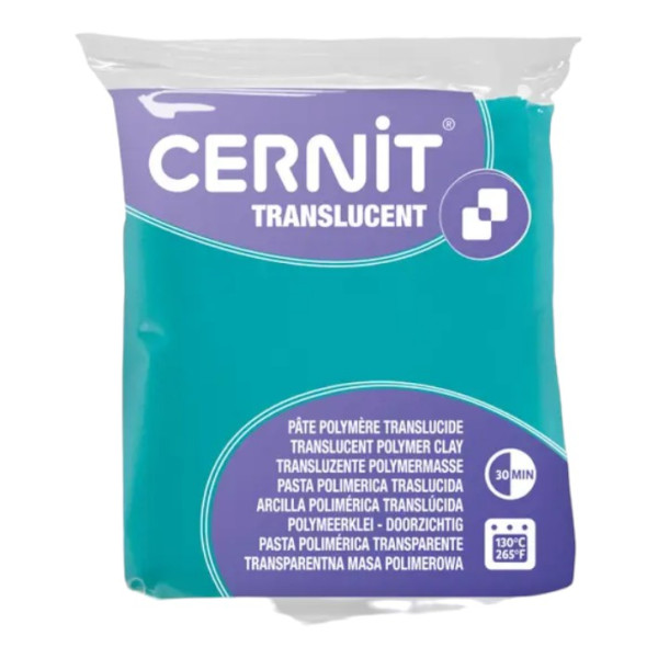 photo - Pâte polymère - A cuire - Pâte à modeler - Émeraude - Bloc de 56g - Cernit - Translucent