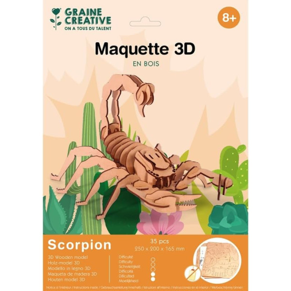photo - Maquette - Puzzle - 3D - En bois - Scorpion - 35 pièces - Dès 8 ans