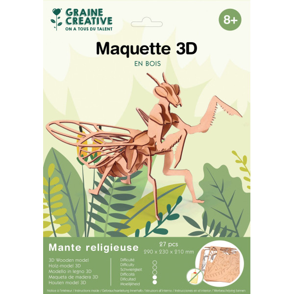 photo - Maquette - Puzzle - 3D - En bois - Mante religieuse - 27 pièces - Dès 8 ans