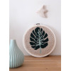 Canevas - Punch needle - Feuille de monstera - Avec tambour et accessoires