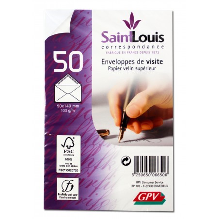 photo-Enveloppes - Blanche - 90x140mm - Pour cartes de visite - Paquet de 50 - GPV
