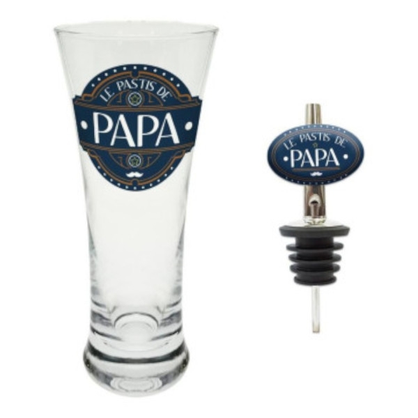 Coffret le pastis de papa - Verre + bec doseur - Idée cadeau - Fête des pères
