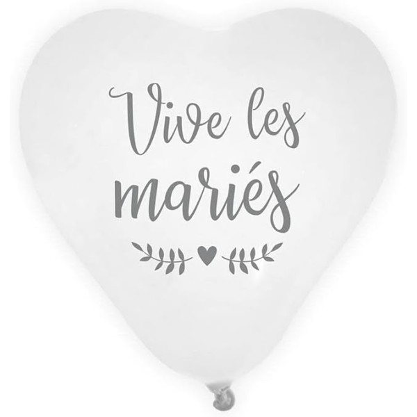 photo - 8 Ballons - Forme de cœur - Blanc - Vive les mariés - Décoration - Mariage - A gonfler