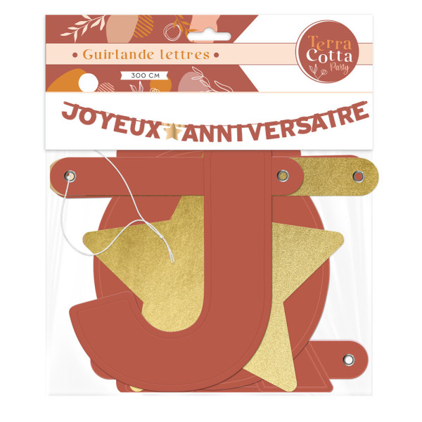 photo - Guirlande lettres - Joyeux anniversaire - Terracotta - Décoration - 300cm