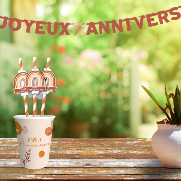 Guirlande lettres - Joyeux anniversaire - Terracotta - Décoration - 300cm