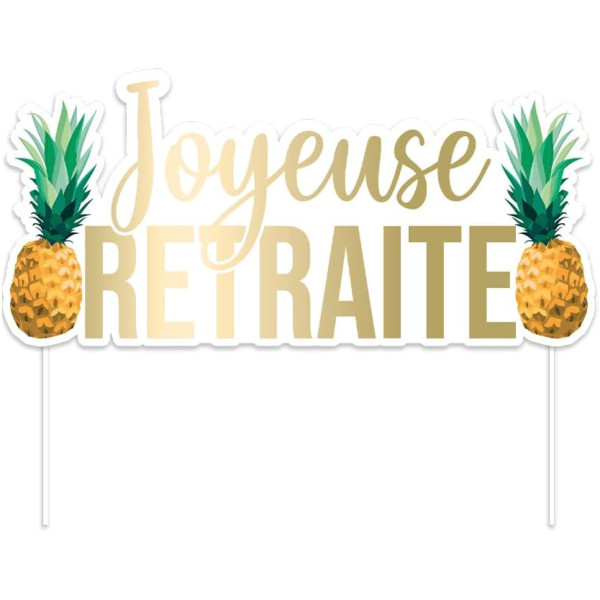 Décoration gâteau - Motif tropical - Joyeuse retraite - 17x13cm - Tropical party