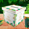 Urne - Motif tropical - Carré - Joyeuse retraite - Cagnotte - Carton - 20x20x20cm - Tropical party