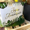 Urne - Motif tropical - Carré - Joyeux anniversaire - Cagnotte - Carton - 20x20x20cm - Tropical party