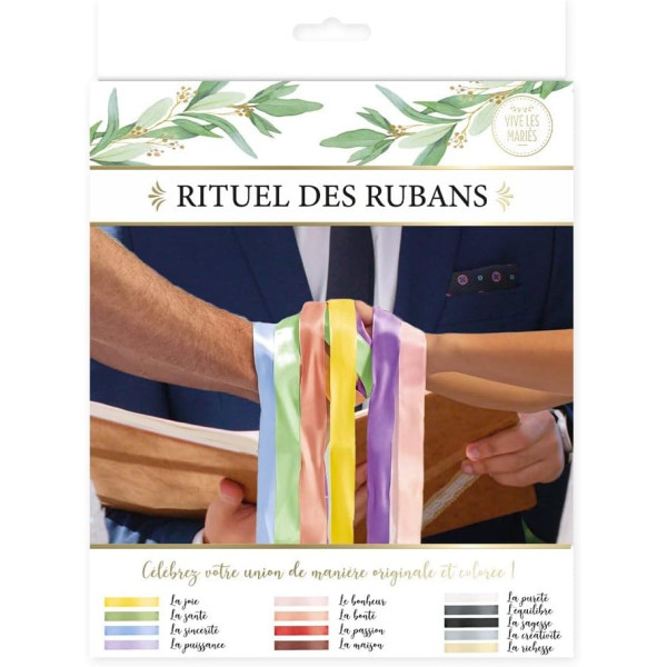 photo - Rubans - Rituel des rubans - Cérémonie laïque - Mariage - Assortiment de couleurs - Lot de 13