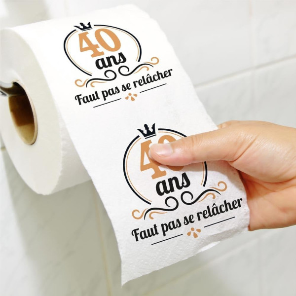 Papier toilette - Décoré - 40ans - Humour - Idée cadeau - Fête - Anniversaire - PQ royal