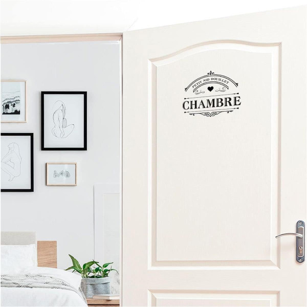 Sticker de porte - Noir - Chambre - Petit nid douillet - Décoration - Intérieur