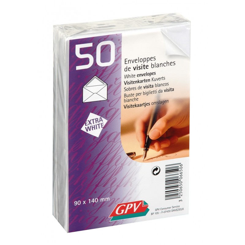 50 Enveloppes De Visite - Blanche - 90 X 140 Mm - Gpv | Surdiscount