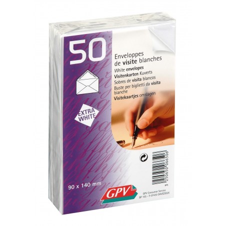 50 Enveloppes De Visite - Blanche - 90 X 140 Mm - Gpv | Surdiscount