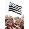 Petit drapeau breton - 30x45cm - Manche en bois - Tissus - Bretagne