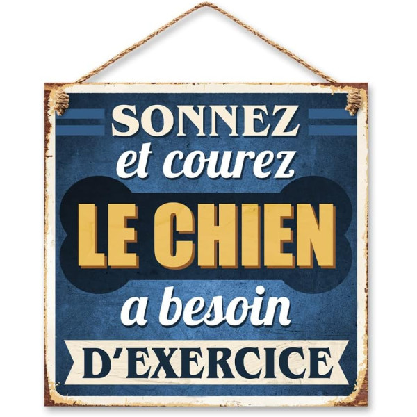 photo-Plaque vintage - Sonnez et courez - Métal - 20x20cm - A suspendre - Décoration