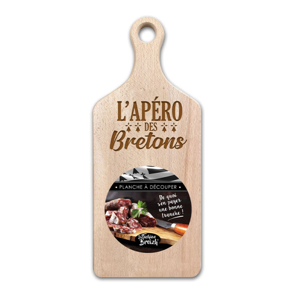 photo-Planche apéro - Planche à découper - Bois - Apéro des bretons - 38x15cm