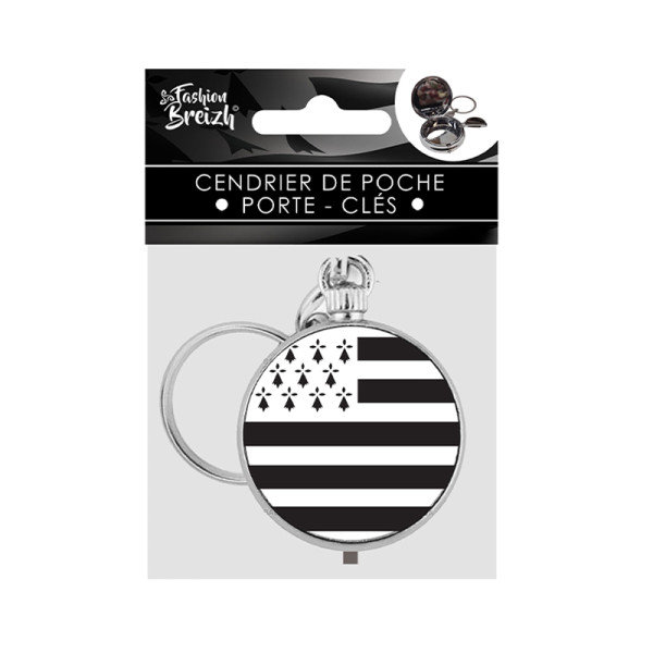 photo-Cendrier de poche - Porte-clés intégré - Drapeau breton - Métal - Pour fumeur