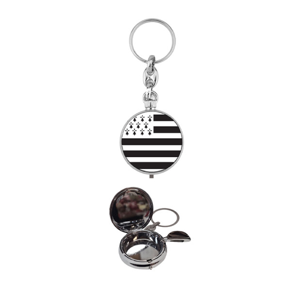 Cendrier de poche - Porte-clés intégré - Drapeau breton - Métal - Pour fumeur