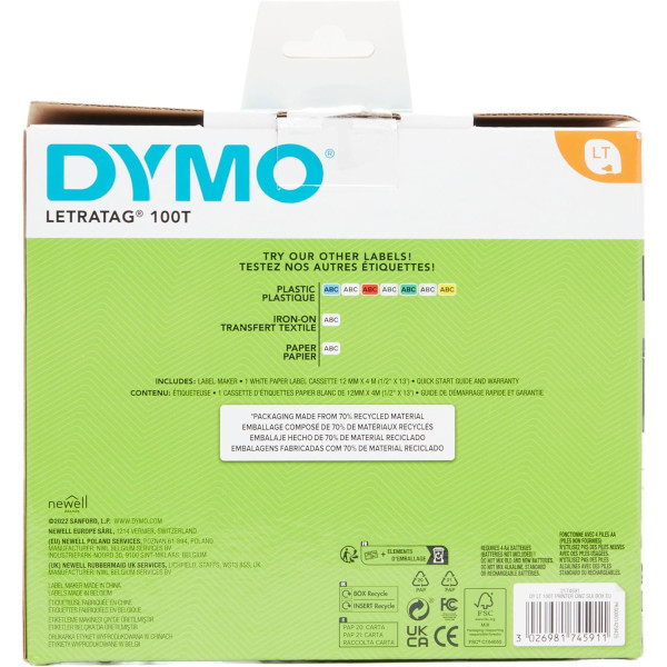 Étiqueteuse - Dymo - Letratag 100T - Loisirs créatifs - Organisation