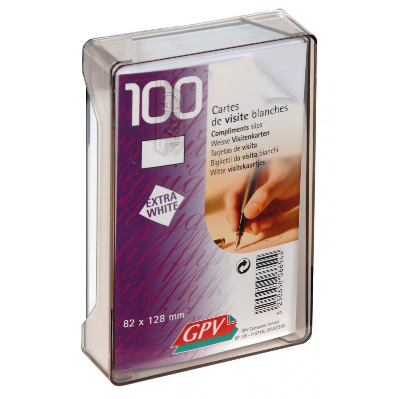 Cartes De Correspondance - 100 Exemplaires Vierge - 82X128Mm - 220G - Boîte Plexiglas - Gpv | Surdiscount