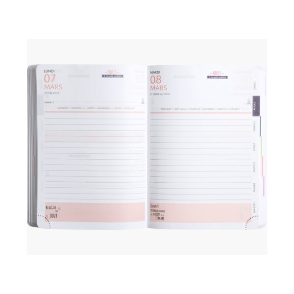 Agenda - 2026/2027 - Scolaire - Rose pastel - 1jour par page - Septembre à Septembre - Exacompta
