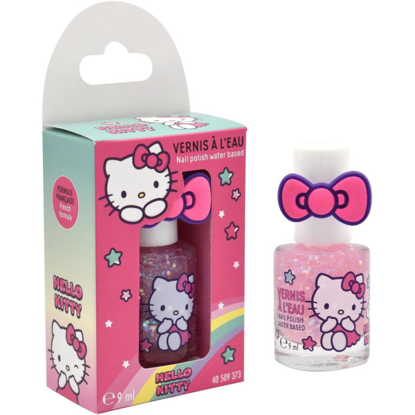 photo-Vernis à ongles - A base d'eau - Rose pailleté - Pour enfant - Hello Kitty - Avec bague