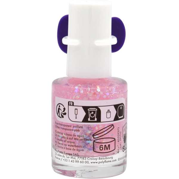 Vernis à ongles - A base d'eau - Rose pailleté - Pour enfant - Hello Kitty - Avec bague