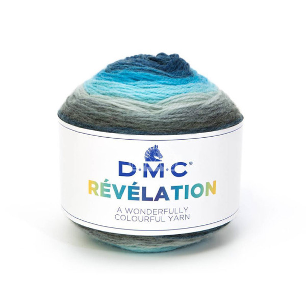 photo-Pelote de laine - DMC - Révélation - Laine + acrylique + polyester - Couleurs bleues - Tricot - Crochet